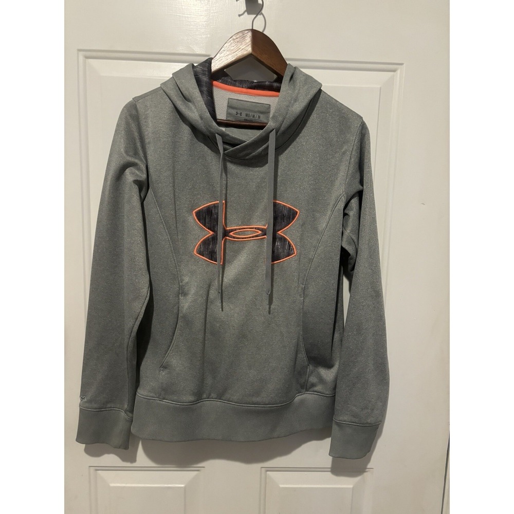 Under Armour Hoodie Sweatshirt Gray Orange Medium‎ Outdoor Pullover